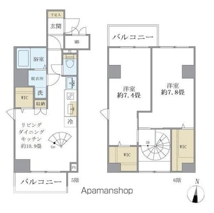 シティフォレスト森下[2LDK/65.37m2]の間取図