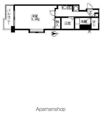モナティス那古野[1R/26.05m2]の間取図