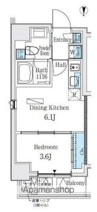 ルーエ中野坂上[1DK/25.24m2]の間取図