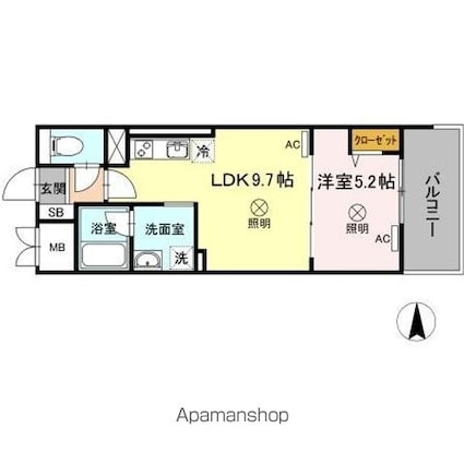 ＴＷＩＮ　ＴＯＷＥＲＳ　ＡＺＵＫＩ[1LDK/36.53m2]の間取図