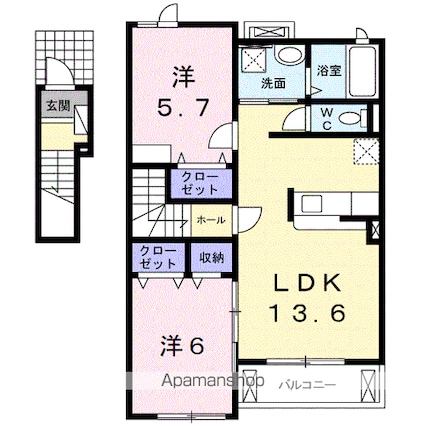 和歌山県御坊市島[2LDK/60.06m2]の間取図