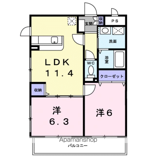 サンセールりら[2LDK/52.65m2]の間取図