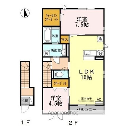 キャトルセゾン　Ｂ棟[2LDK/69.45m2]の間取図