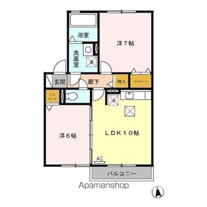 ブロケードリバー　Ａ[2LDK/53.48m2]の間取図