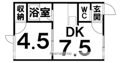 リバーサイド北都[1DK/28.35m2]の間取図