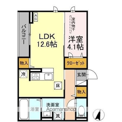 Ｔｅｌｅｓｃｏｐｉｏ[1LDK/44.53m2]の間取図