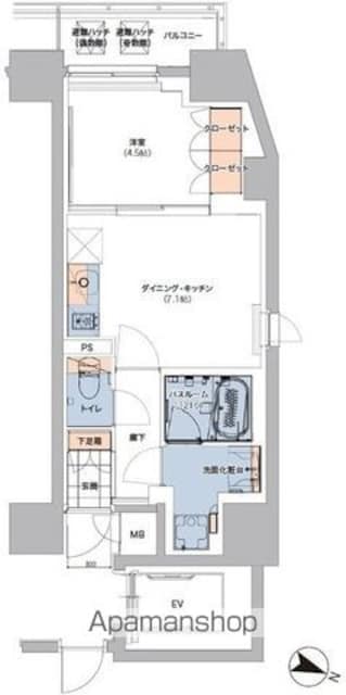 ボヌールステージ笹塚[1DK/34.4m2]の間取図