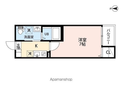 ＣＲＡＳＴＩＮＥ東味鋺３丁目[1K/22.47m2]の間取図