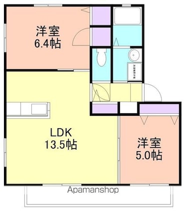和歌山県和歌山市毛見[2LDK/54.07m2]の間取図