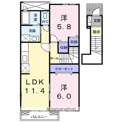 パラッツオ・クォーレＢ[2LDK/55.81m2]の間取図