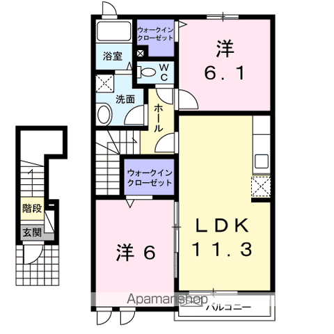 八街市榎戸のアパートの間取り