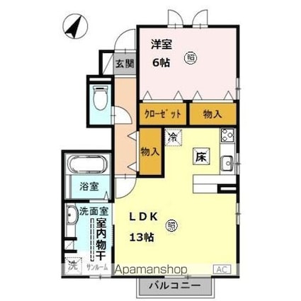 Ｃｏｎｆｏｒｔ　Ｓｈｉｇｉｎｏ（コンフォール　シギノ）[1LDK/51.57m2]の間取図