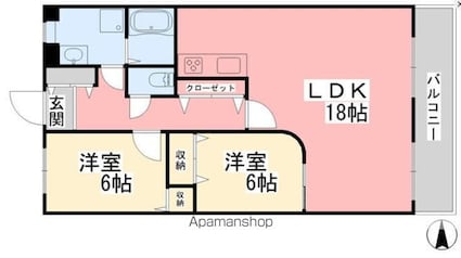 アドラーブル道後[2LDK/75m2]の間取図