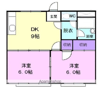 シティハイツ大友[2DK/43.06m2]の間取図