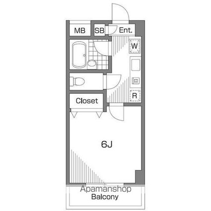マノアコート[1K/19.5m2]の間取図