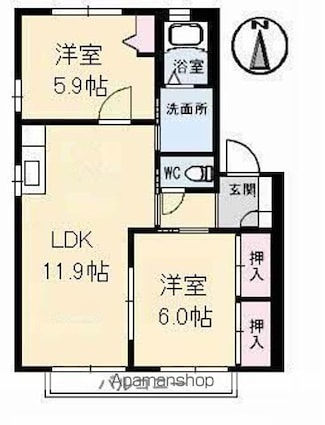 プラネット　３[2LDK/54.07m2]の間取図