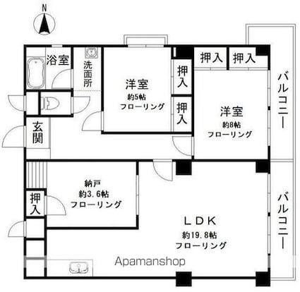 秀和第２神宮レジデンス　[2SLDK/85.5m2]の間取図
