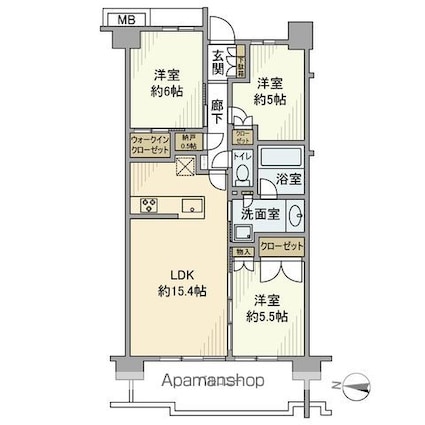 プラウド武蔵境テラス[3LDK/70.94m2]の間取図