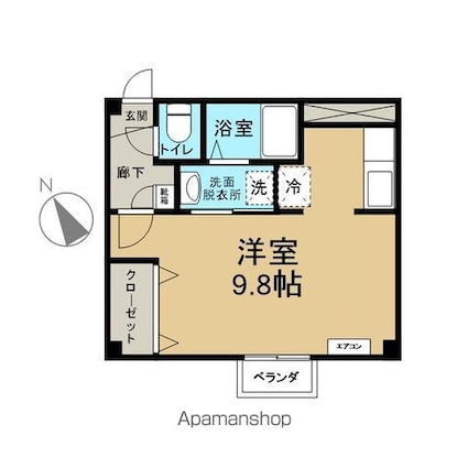 ドミール大野[1R/27.27m2]の間取図