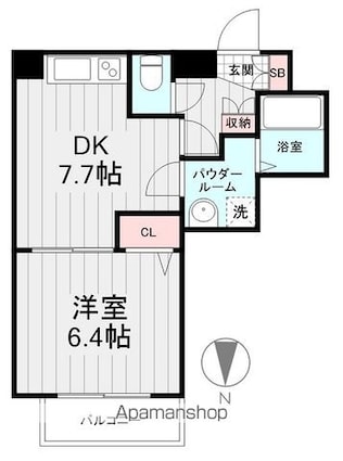ライジングプレイス町屋[1DK/34.35m2]の間取図