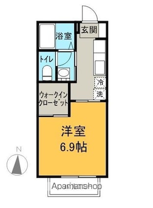 サニーコート井川城Ａ[1K/24.71m2]の間取図