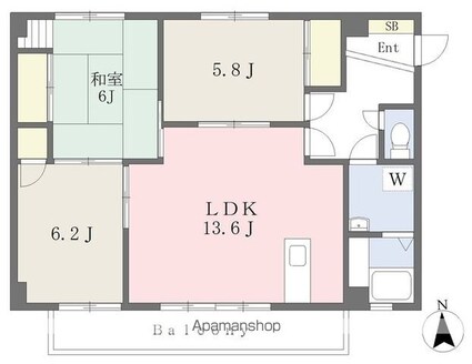 サンセール山越[3LDK/71.28m2]の間取図