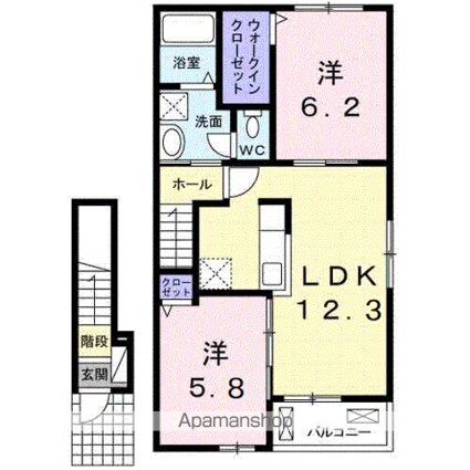 ピオニール岡田[2LDK/57.25m2]の間取図