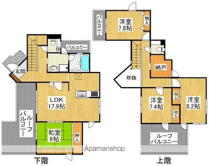 福岡県福岡市南区寺塚１丁目[4LDK/129.35m2]の間取図