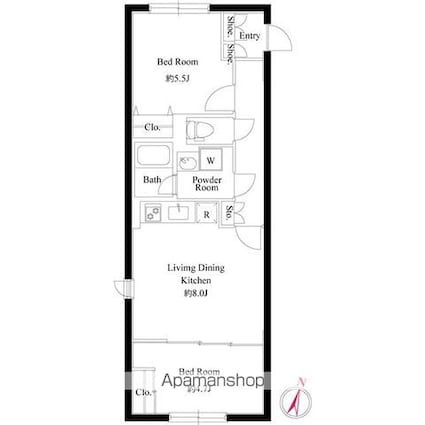 グローリオシェルト桜新町[2LDK/46.8m2]の間取図