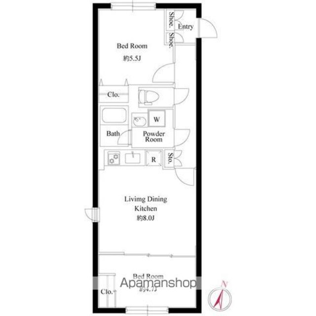 グローリオシェルト桜新町[2LDK/46.8m2]の間取図