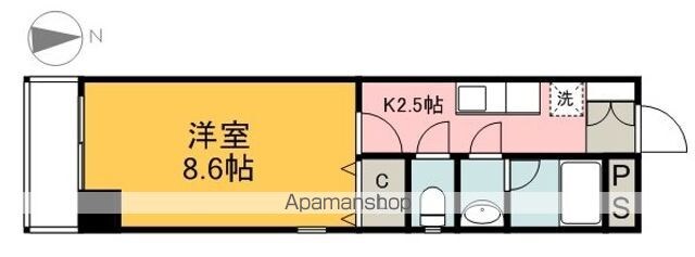 広島県広島市中区千田町３丁目[1K/26m2]の間取図