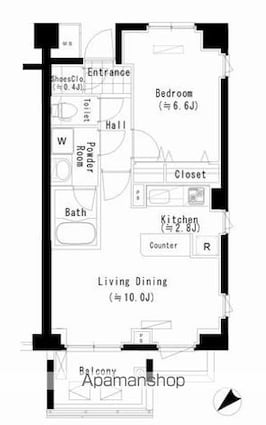 ＰＲＩＭＥ　ＵＲＢＡＮ　東中野　ＣＯＵＲＴ[1LDK/44.85m2]の間取図