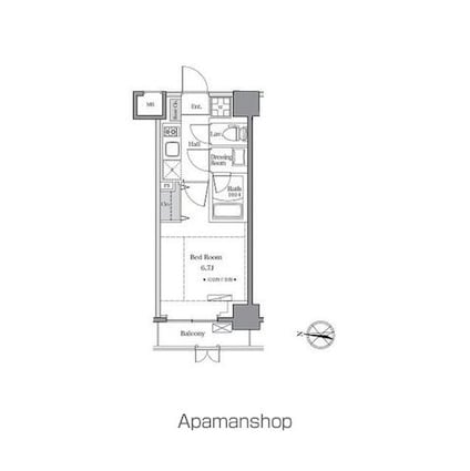 ＢｌｕＲｏｃｋ東品川[1K/21.9m2]の間取図