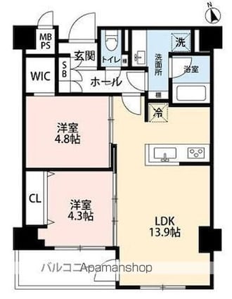 東京都板橋区常盤台２丁目[2LDK/52.73m2]の間取図
