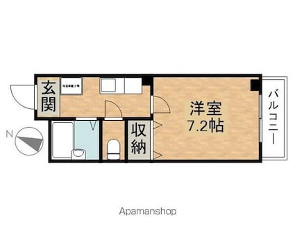グランドヒル瀬田[1K/23.64m2]の間取図