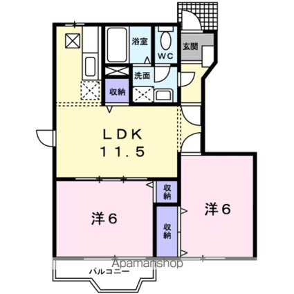 サニーハートⅡ[2LDK/51.79m2]の間取図