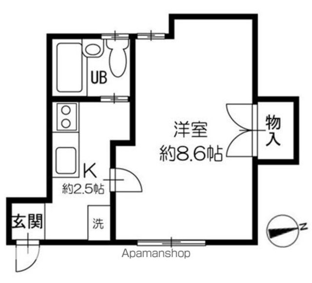オークハウス[1K/23.6m2]の間取図