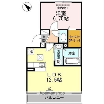 ロータス宇多津[1LDK/43.93m2]の間取図