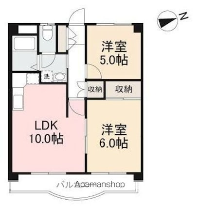 香川県高松市楠上町１丁目[2LDK/49.5m2]の間取図