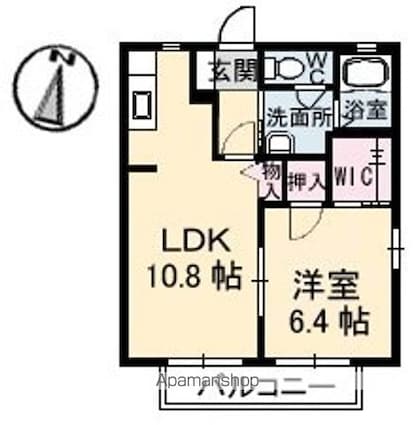 シャーメゾン公園通り[1LDK/42.36m2]の間取図