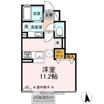 ドゥ・ヴィラージュ吉田[1R/28.41m2]の間取図
