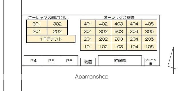香川県高松市扇町２丁目[1K/20.52m2]の配置図