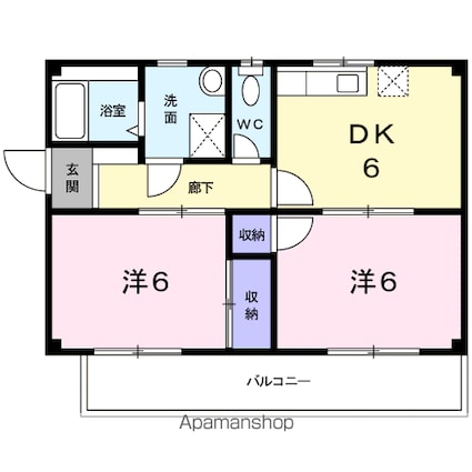 エクレール多治米Ｂ[2DK/46.76m2]の間取図