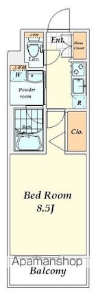 東京都新宿区新宿６丁目[1K/25.5m2]の間取図