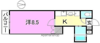 ヴィラ長戸[1K/25.26m2]の間取図