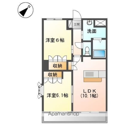 オレンジクレスト[2LDK/51.66m2]の間取図