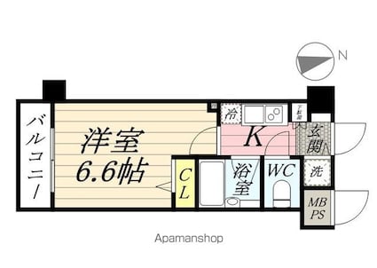 東京都杉並区下高井戸３丁目[1K/21.09m2]の間取図