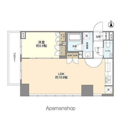 パリオ・アクティフ[1LDK/52.56m2]の間取図