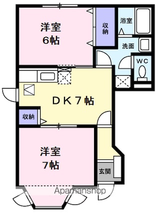 リバーＮハイツ[2DK/46.06m2]の間取図