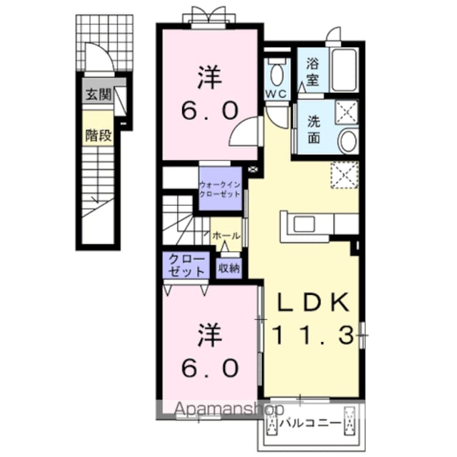 ラフレシールⅠ[2LDK/58.21m2]の間取図